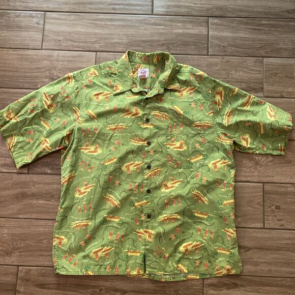 Reyn Spooner Trader Joe's Mens XL Hawaiian Shirt Employee Uniform 2007 Green - Picture 1 of 5